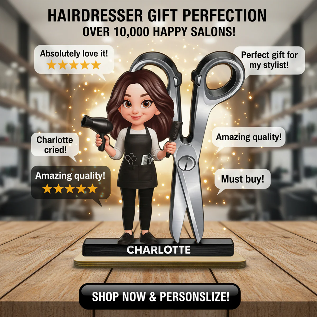 Hairdresser Man Woman - Personalized 2-Layered Wooden Plaque - Gift For Hairdressers - Image 5