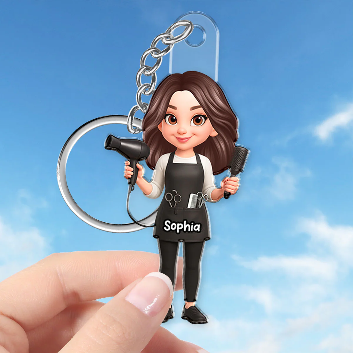 Hairdresser Man Woman - Personalized Acrylic Keychain - Gift For Hairdressers - Image 2