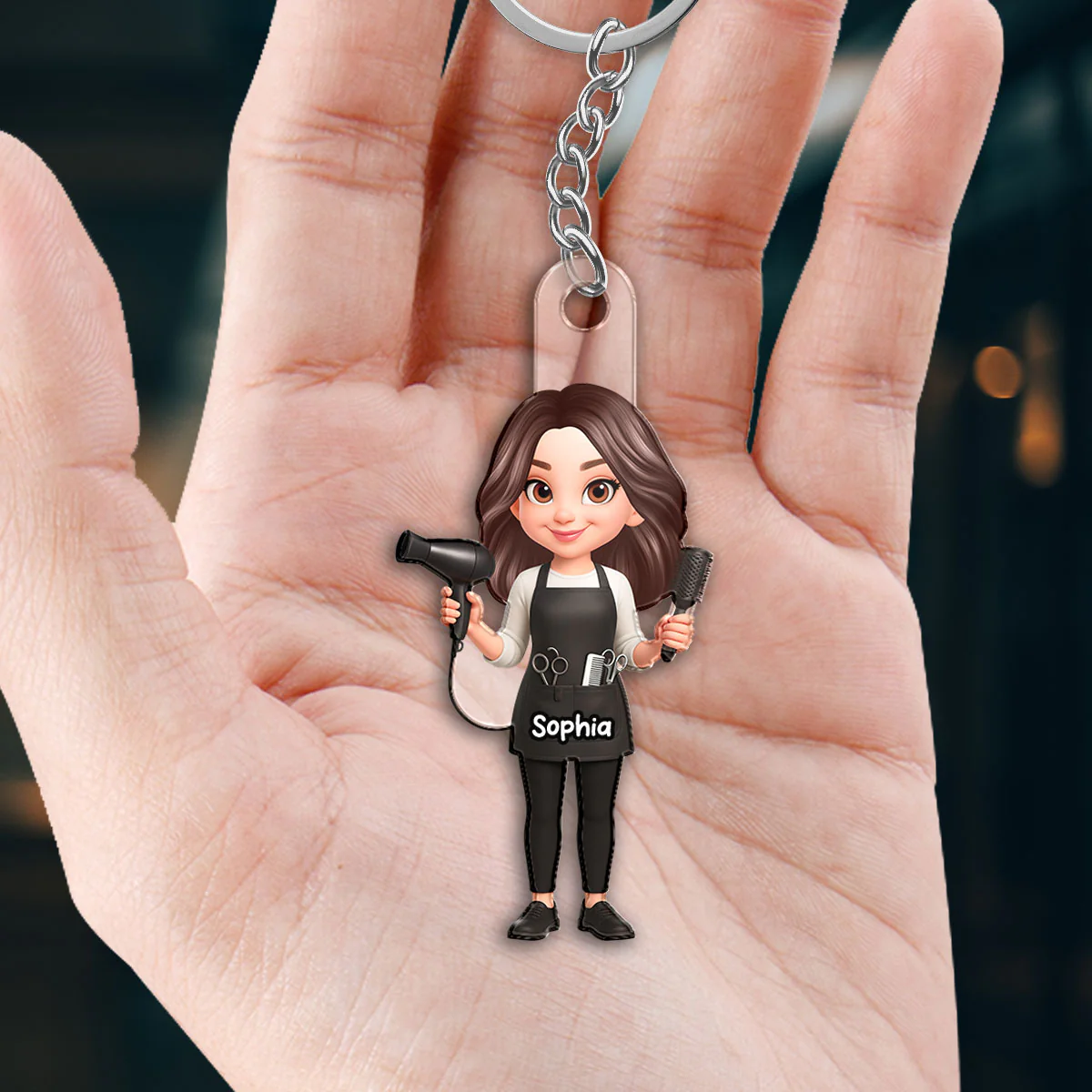 Hairdresser Man Woman - Personalized Acrylic Keychain - Gift For Hairdressers - Image 3