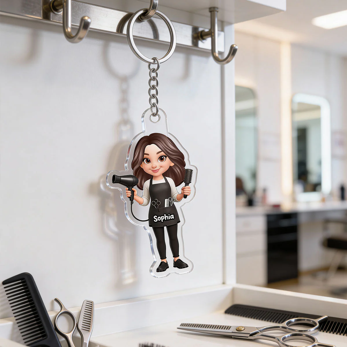 Hairdresser Man Woman - Personalized Acrylic Keychain - Gift For Hairdressers - Image 4