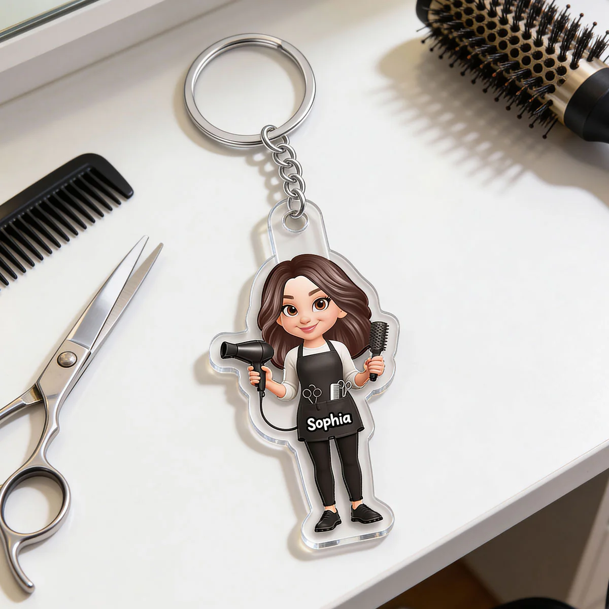 Hairdresser Man Woman - Personalized Acrylic Keychain - Gift For Hairdressers - Image 5