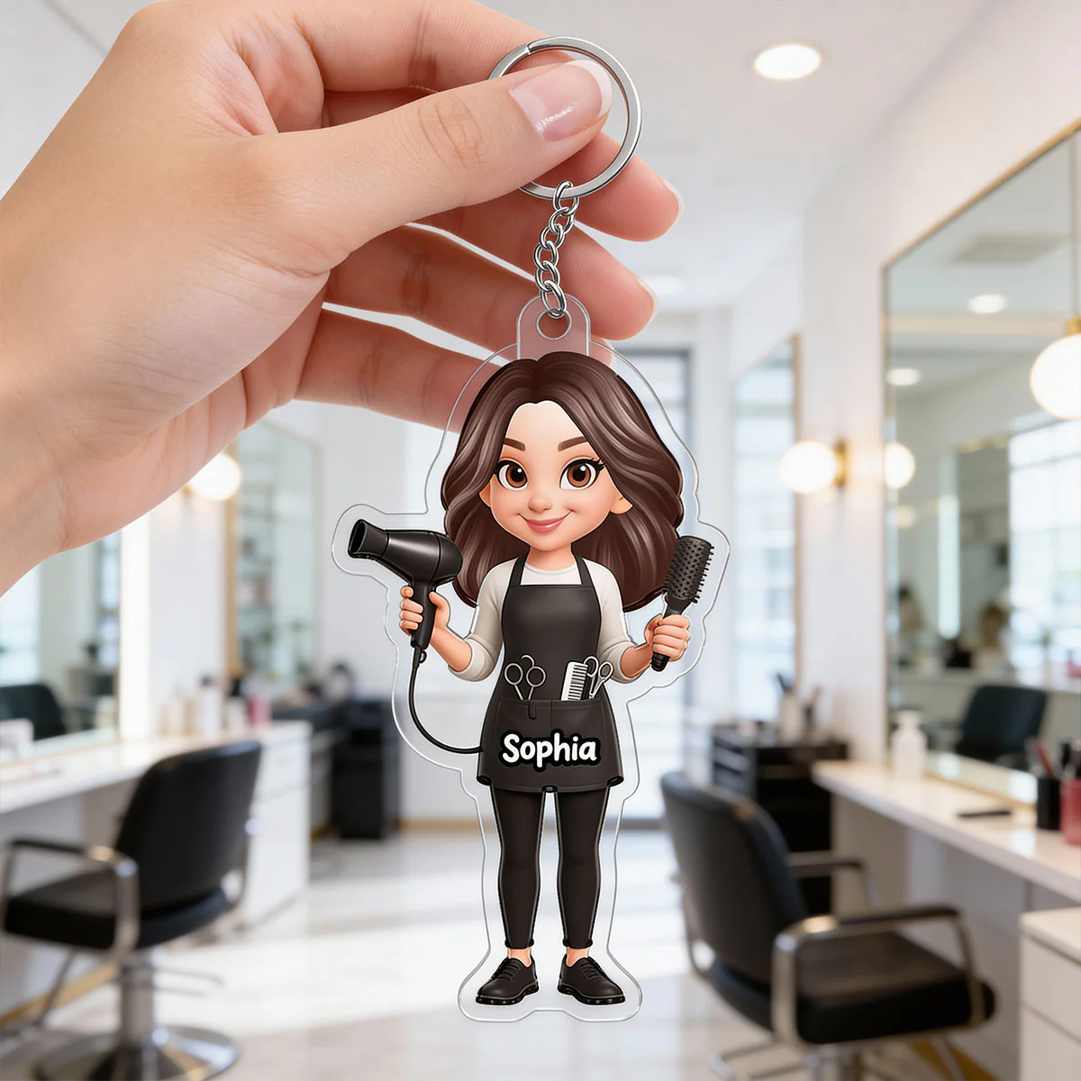 Hairdresser Man Woman - Personalized Acrylic Keychain - Gift For Hairdressers - Image 9