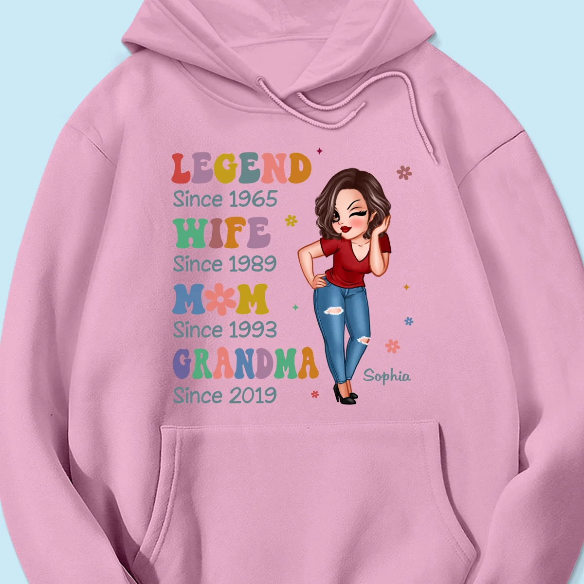 Half Colorful Legend Wife Mom Grandma Personalized Shirt - Image 15