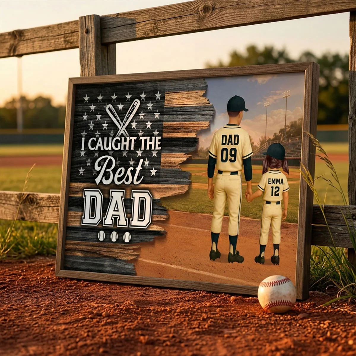 Half Nation Flag We Caught The Best Dad Baseball - Personalized Poster - Father's Day Gift For Baseball Dad - Image 10