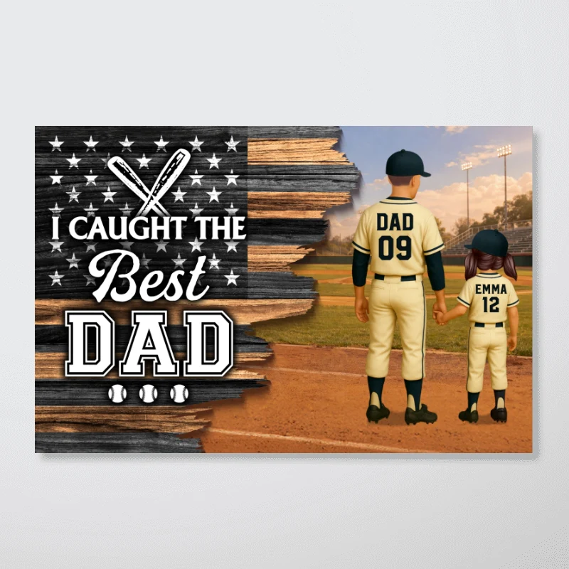 Half Nation Flag We Caught The Best Dad Baseball - Personalized Poster - Father's Day Gift For Baseball Dad - Image 12