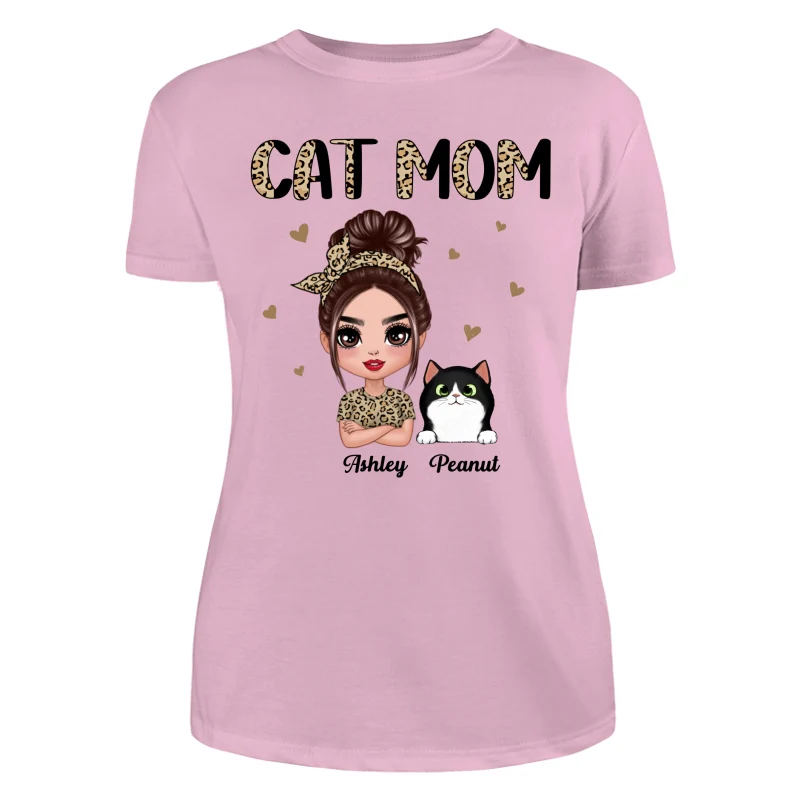 Half Leopard Cat Mom Doll Woman Gift For Cats Lovers Personalized Shirt - Image 11
