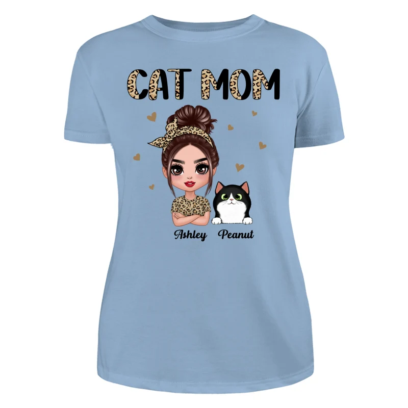 Half Leopard Cat Mom Doll Woman Gift For Cats Lovers Personalized Shirt - Image 12