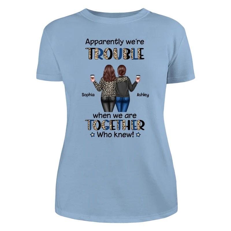 Half Leopard Denim Best Friends Trouble Together Personalized Shirt - Image 12