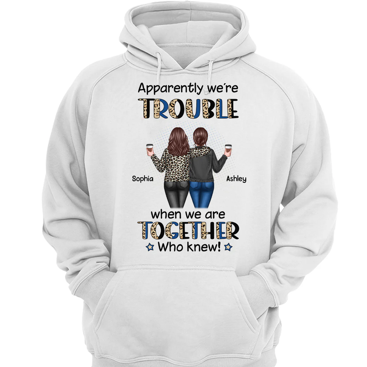 Half Leopard Denim Best Friends Trouble Together Personalized Shirt - Image 3