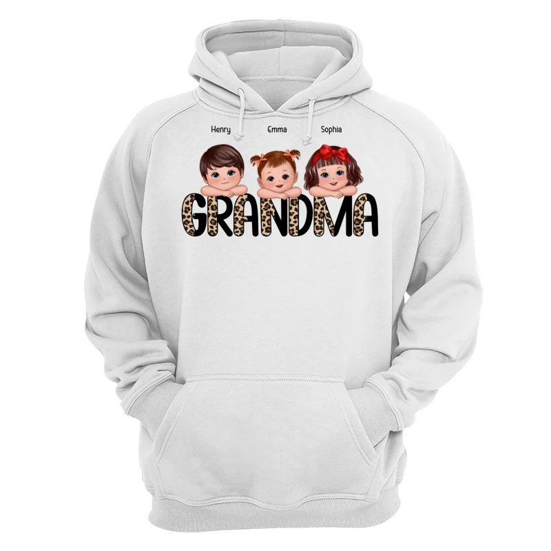 Half Leopard Grandma Cute Grandkids Laying Head On Arms Personalized Shirt - Image 13