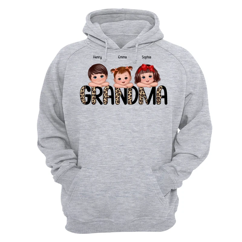 Half Leopard Grandma Cute Grandkids Laying Head On Arms Personalized Shirt - Image 14