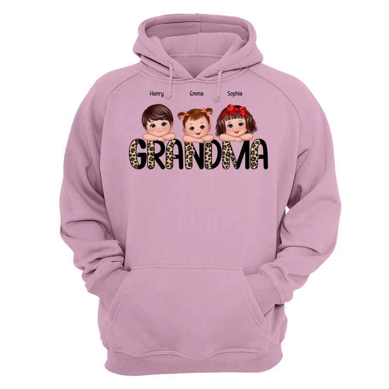 Half Leopard Grandma Cute Grandkids Laying Head On Arms Personalized Shirt - Image 15