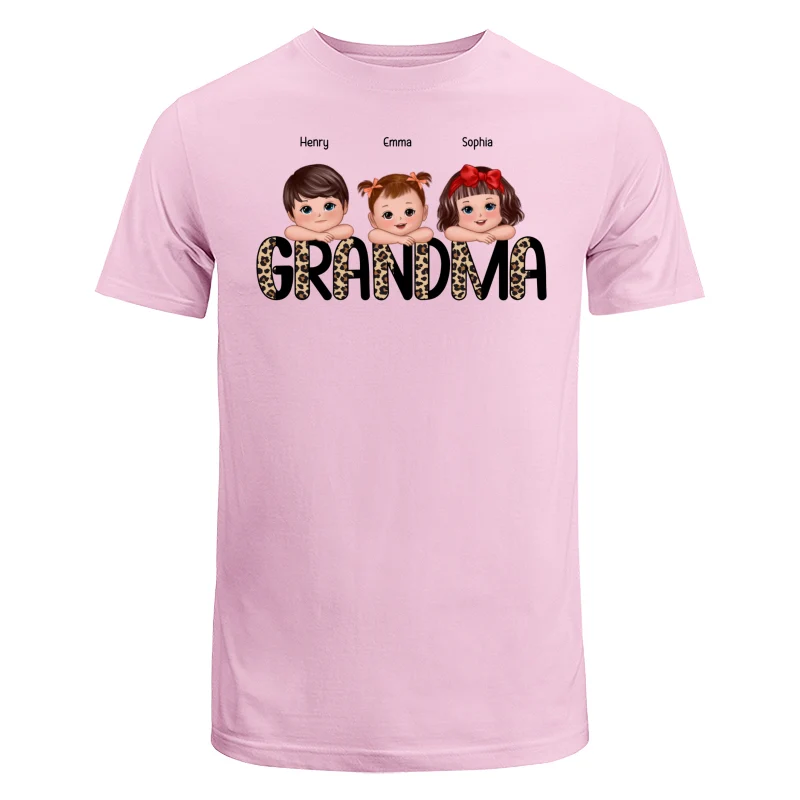 Half Leopard Grandma Cute Grandkids Laying Head On Arms Personalized Shirt - Image 7