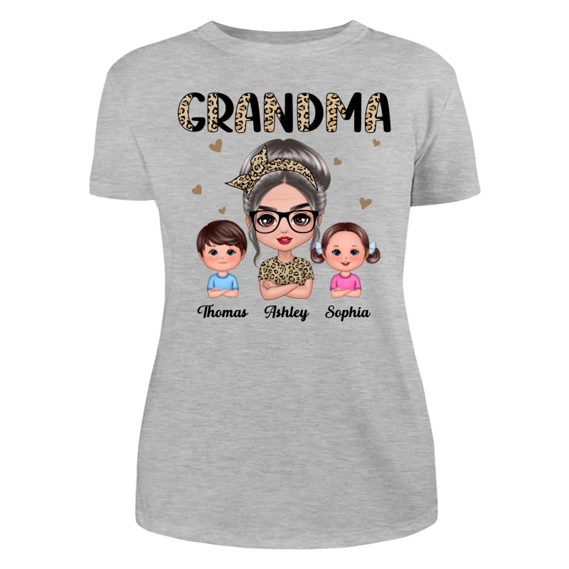 Half Leopard Grandma With Grandkids - Personalized Shirt - Image 10