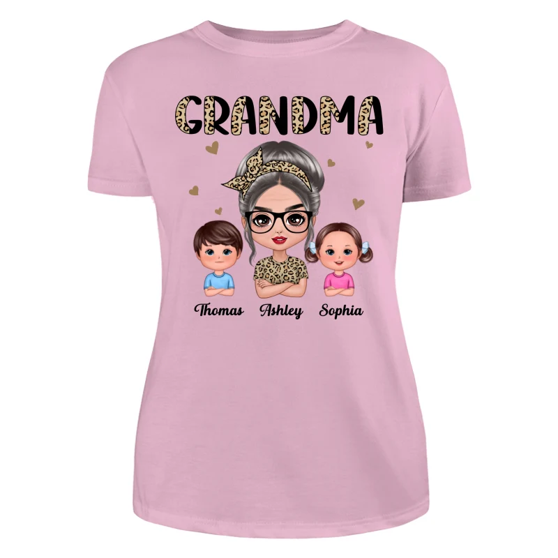 Half Leopard Grandma With Grandkids - Personalized Shirt - Image 11