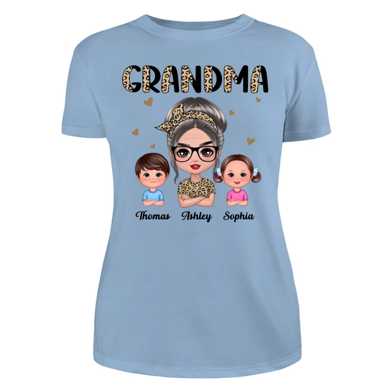 Half Leopard Grandma With Grandkids - Personalized Shirt - Image 12