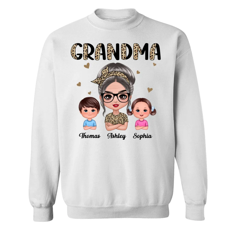 Half Leopard Grandma With Grandkids - Personalized Shirt - Image 17