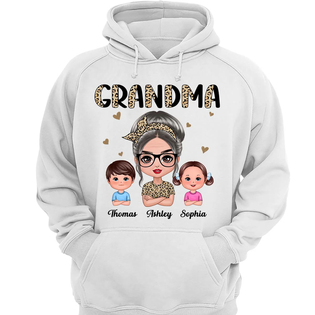 Half Leopard Grandma With Grandkids - Personalized Shirt - Image 3