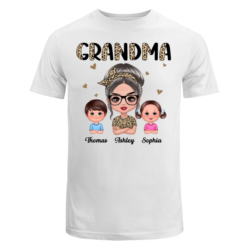 Half Leopard Grandma With Grandkids - Personalized Shirt - Image 5
