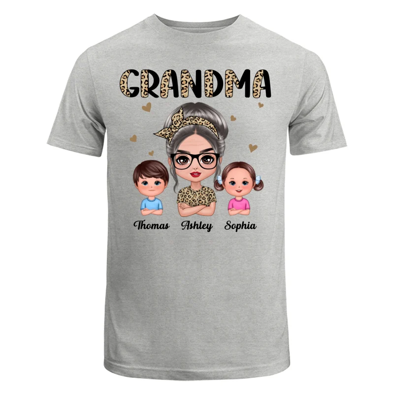 Half Leopard Grandma With Grandkids - Personalized Shirt - Image 6