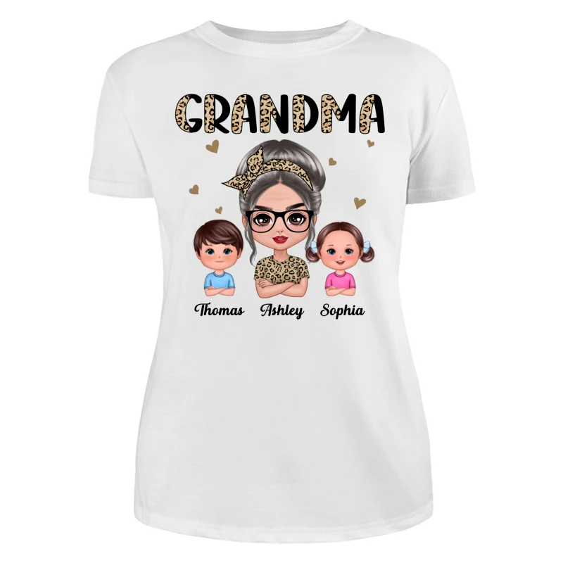 Half Leopard Grandma With Grandkids - Personalized Shirt - Image 9