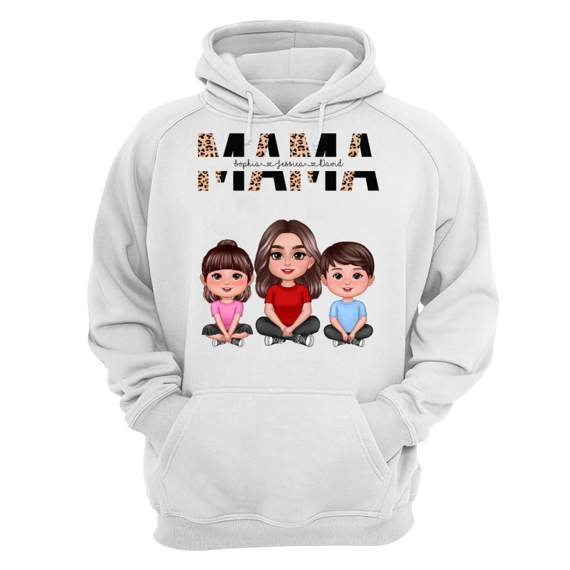 Half Leopard Mom Mama Woman Crossed Legs With Kids Personalized Shirt - Image 12
