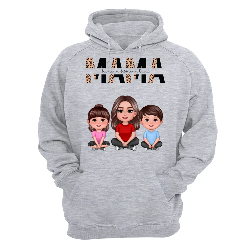 Half Leopard Mom Mama Woman Crossed Legs With Kids Personalized Shirt - Image 13