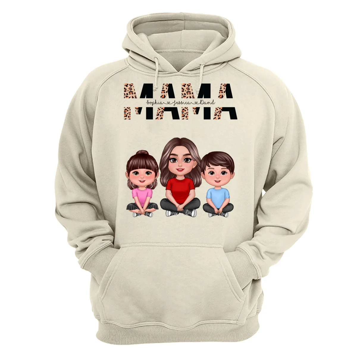 Half Leopard Mom Mama Woman Crossed Legs With Kids Personalized Shirt - Image 14