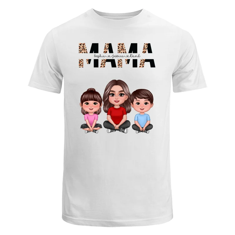 Half Leopard Mom Mama Woman Crossed Legs With Kids Personalized Shirt - Image 5