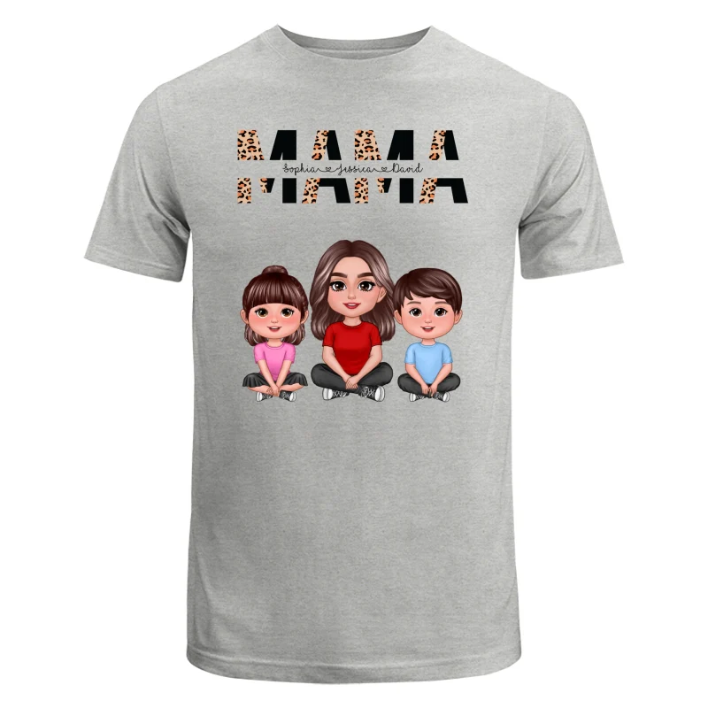 Half Leopard Mom Mama Woman Crossed Legs With Kids Personalized Shirt - Image 7