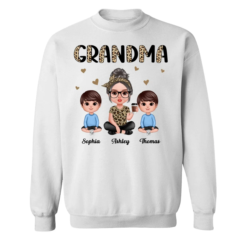 Half Leopard Realistic Doll Grandma Grandkids Personalized Shirt - Image 17