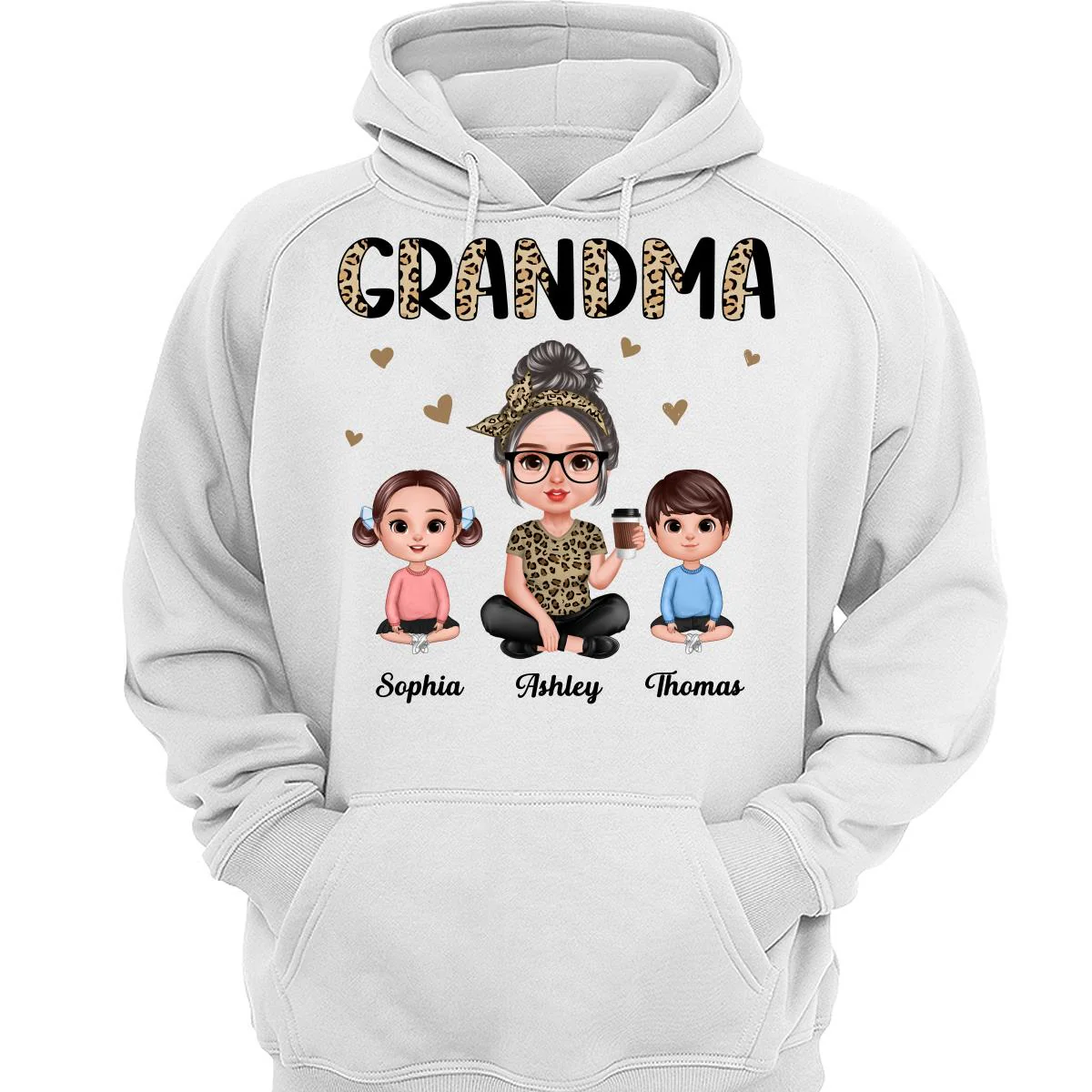 Half Leopard Realistic Doll Grandma Grandkids Personalized Shirt - Image 3