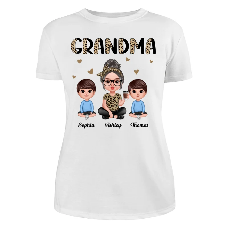 Half Leopard Realistic Doll Grandma Grandkids Personalized Shirt - Image 9