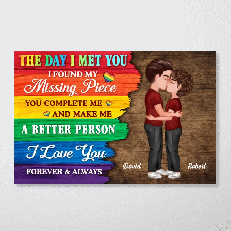 Half LGBT Flag Couple The Day I Met You Pride Month Personalized Poster, Gift For Couple - Image 10