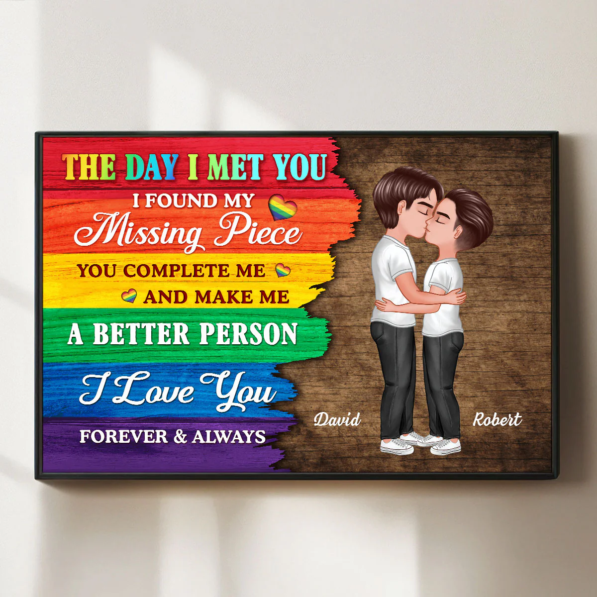 Half LGBT Flag Couple The Day I Met You Pride Month Personalized Poster, Gift For Couple - Image 3
