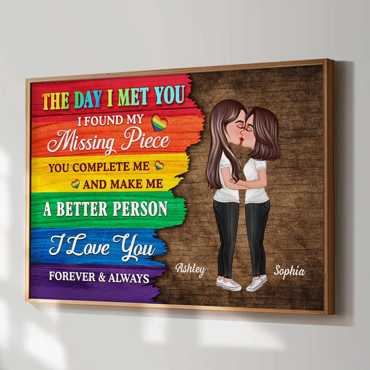 Half LGBT Flag Couple The Day I Met You Pride Month Personalized Poster, Gift For Couple - Image 5