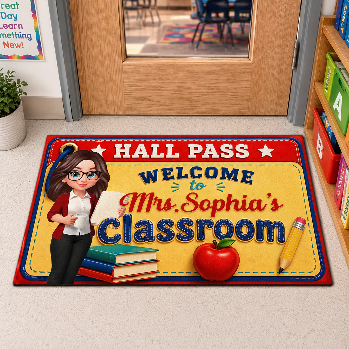 Hall Pass Welcome To Class - Personalized Doormat - Back To School Gift For Teachers, Classroom Decors - Image 2