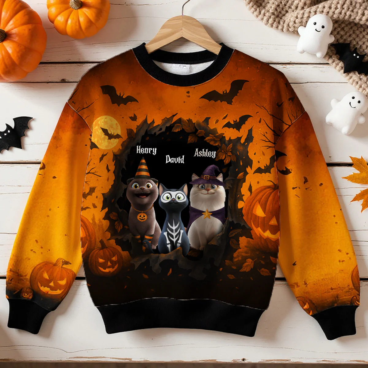 Halloween 3D Cat in Haunted Escape Personalized 3D Sweatshirt, Halloween Costume for Cat Lovers - Image 3