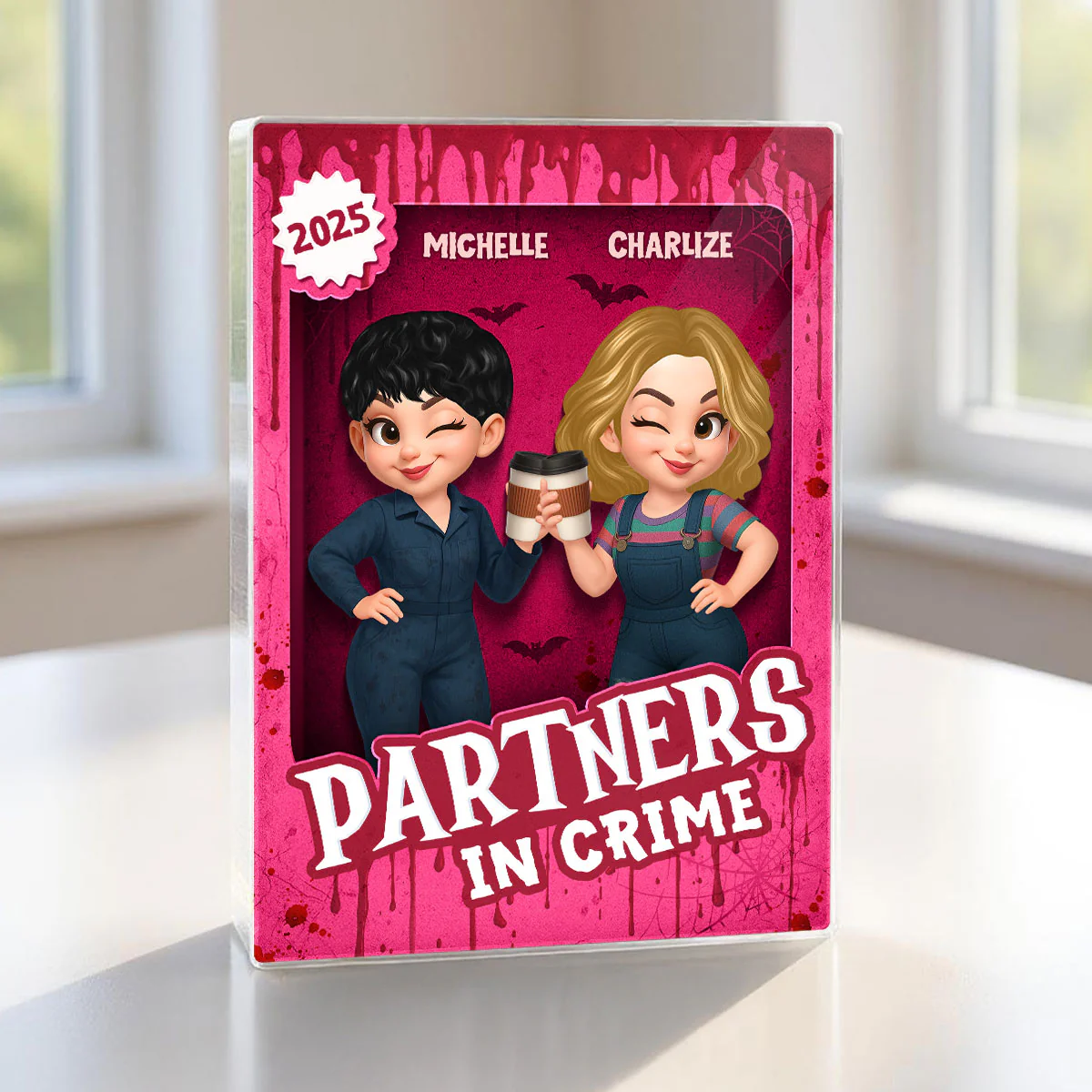 Halloween Besties Sisters Horror Movie 3D Effect Action Figure Personalized Acrylic Block - Image 2