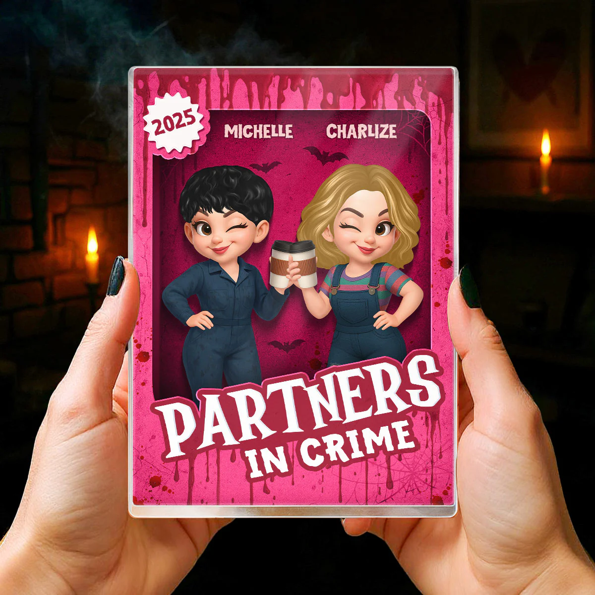 Halloween Besties Sisters Horror Movie 3D Effect Action Figure Personalized Acrylic Block - Image 4