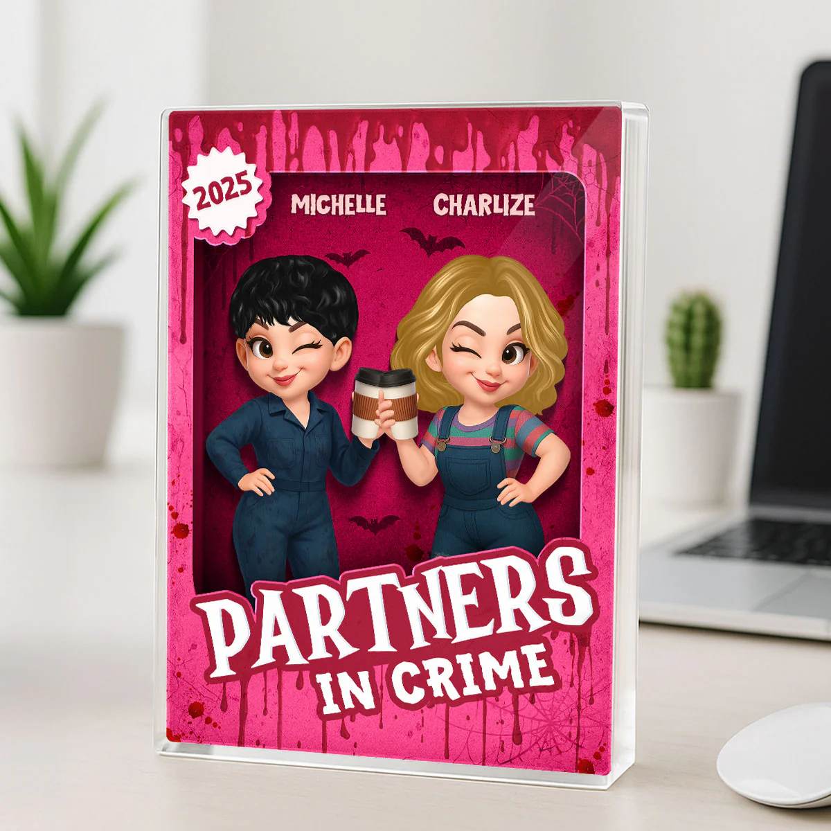 Halloween Besties Sisters Horror Movie 3D Effect Action Figure Personalized Acrylic Block - Image 6