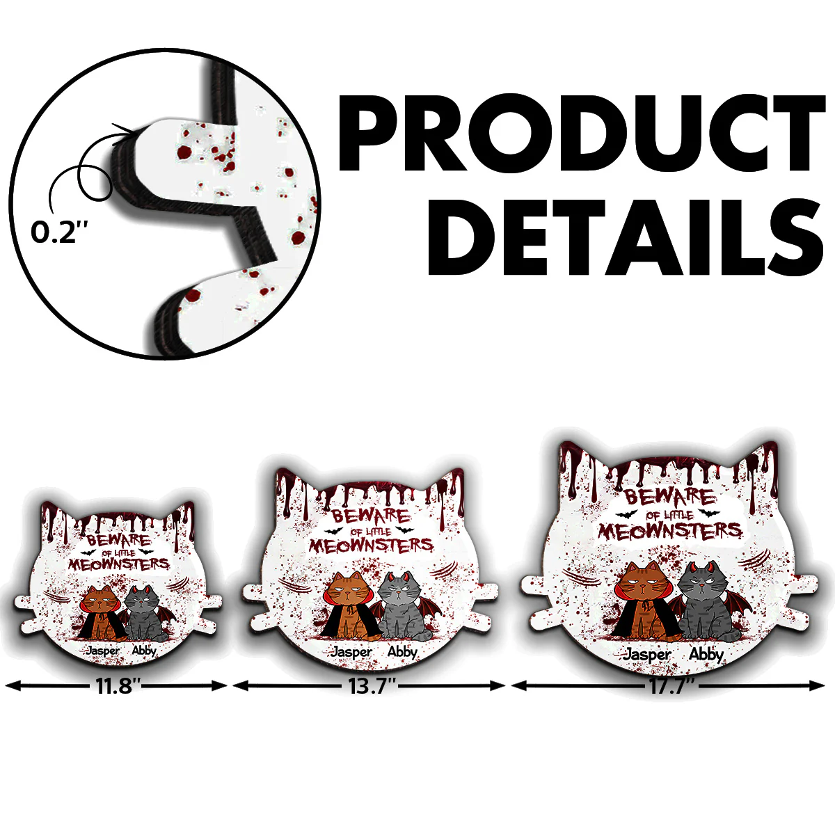 Halloween Beware Of Little Monsters Cats Personalized Door Sign - Image 6