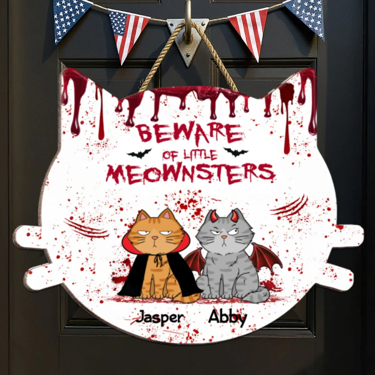 Halloween Beware Of Little Monsters Cats Personalized Door Sign - Image 7
