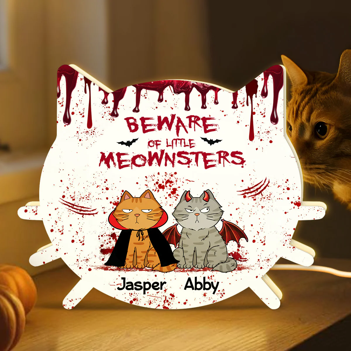 Halloween Beware Of Little Monsters Cats Personalized LED Light Box
