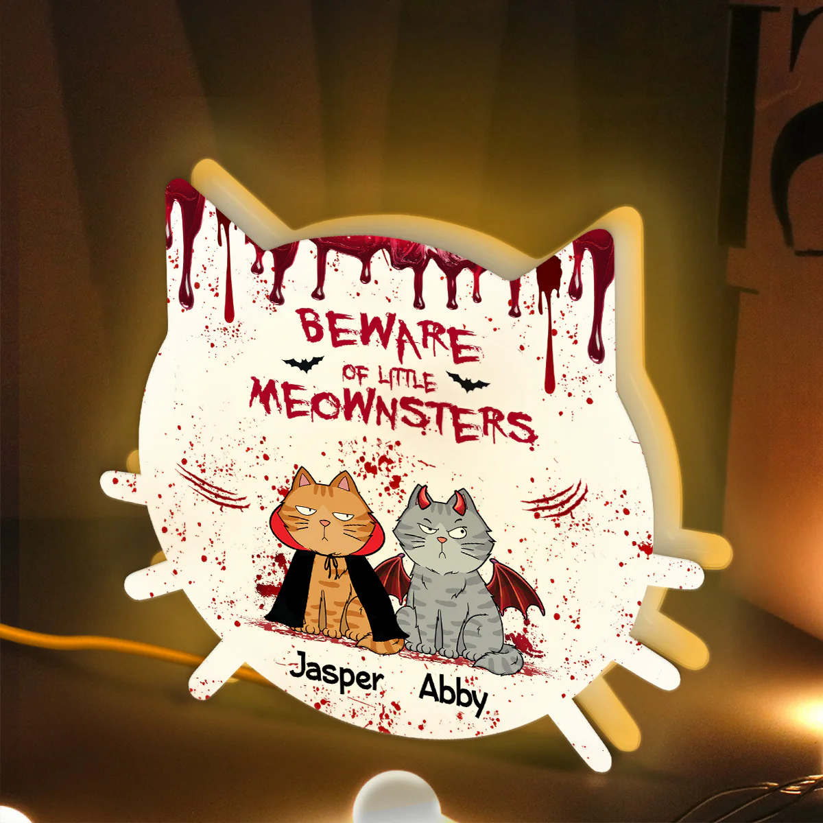 Halloween Beware Of Little Monsters Cats Personalized LED Light Box - Image 5