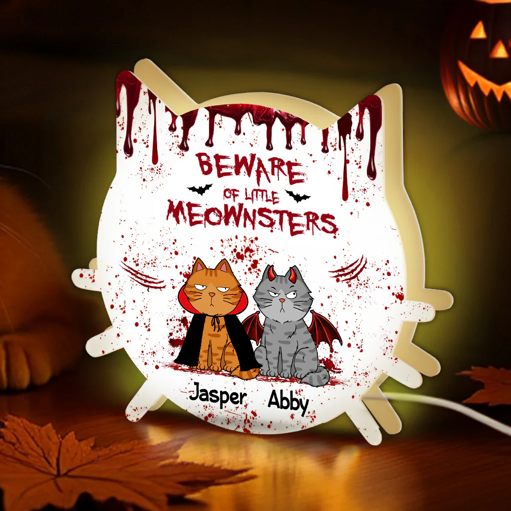 Halloween Beware Of Little Monsters Cats Personalized LED Light Box - Image 6