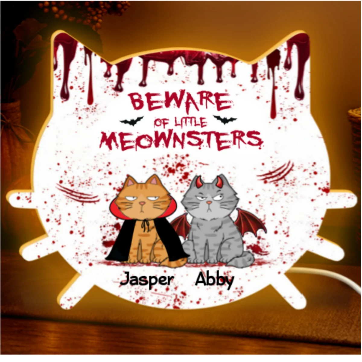 Halloween Beware Of Little Monsters Cats Personalized LED Light Box - Image 8