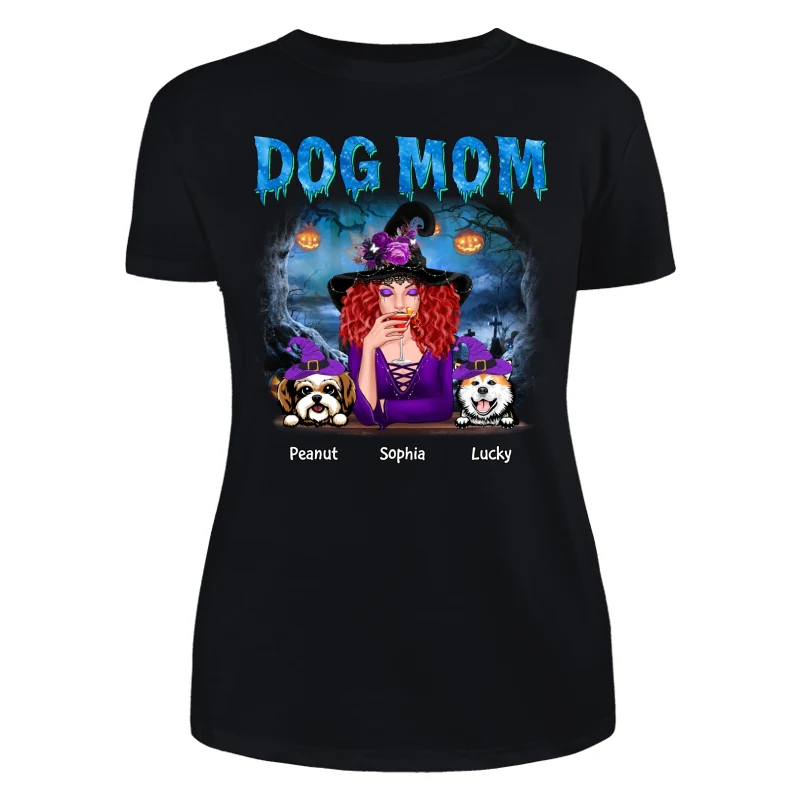 Halloween Blue Forest Night Dog Mom Personalized Shirt - Image 8