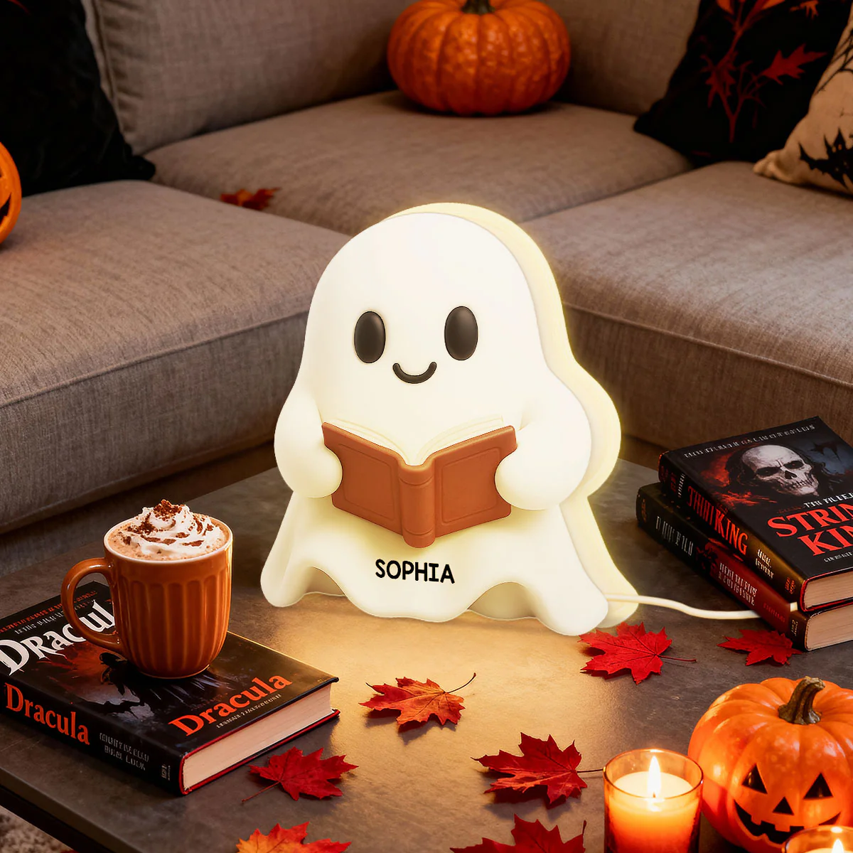 Halloween Boo Ghost Reading Book - Personalized Light Box - Gift For Book Lovers - Image 3