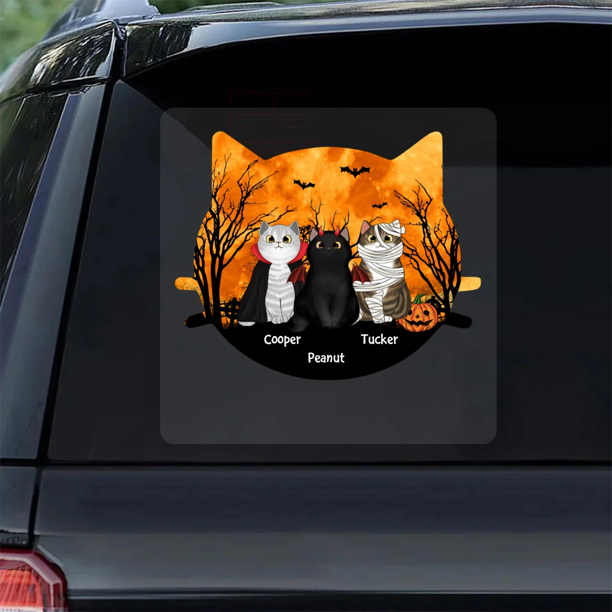 Halloween Cat Face Shaped Personalized Halloween Decal, Car Decal, Window Sticker, Halloween Decoration - Image 10